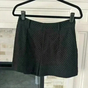 Club Monaco Black Eyelet Lace Tailored Shorts Size 4 2.5" Inseam